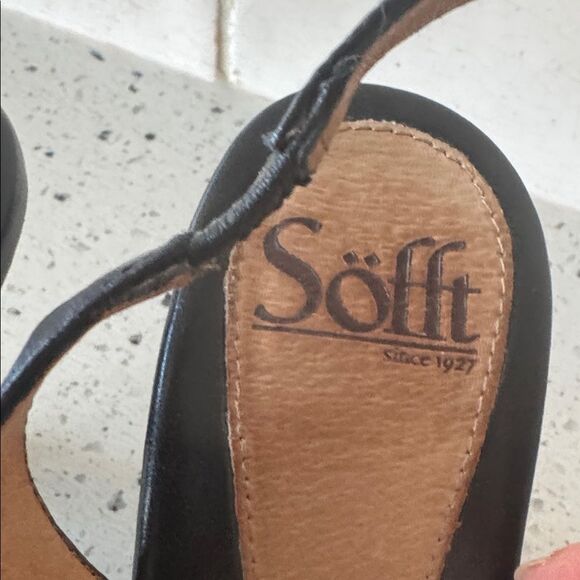 Sofft Black Leather Slingback Heels Covered Toe Comfy Shoes Women’s Size 8.5 GUC - Picture 10 of 12